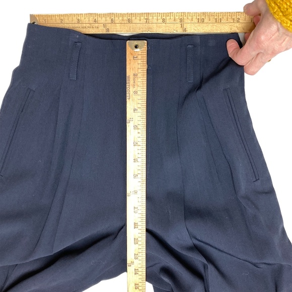 pants 2/XS navy pleated vintage GUESS wool/viscose high waisted pockets loops - Picture 5 of 10